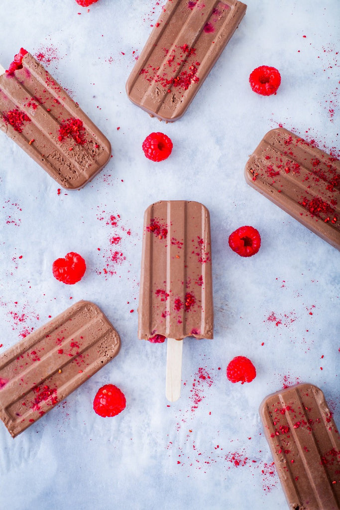 Chocolate, Peanut Butter & Raspberry Popsicles-CHOC Chick