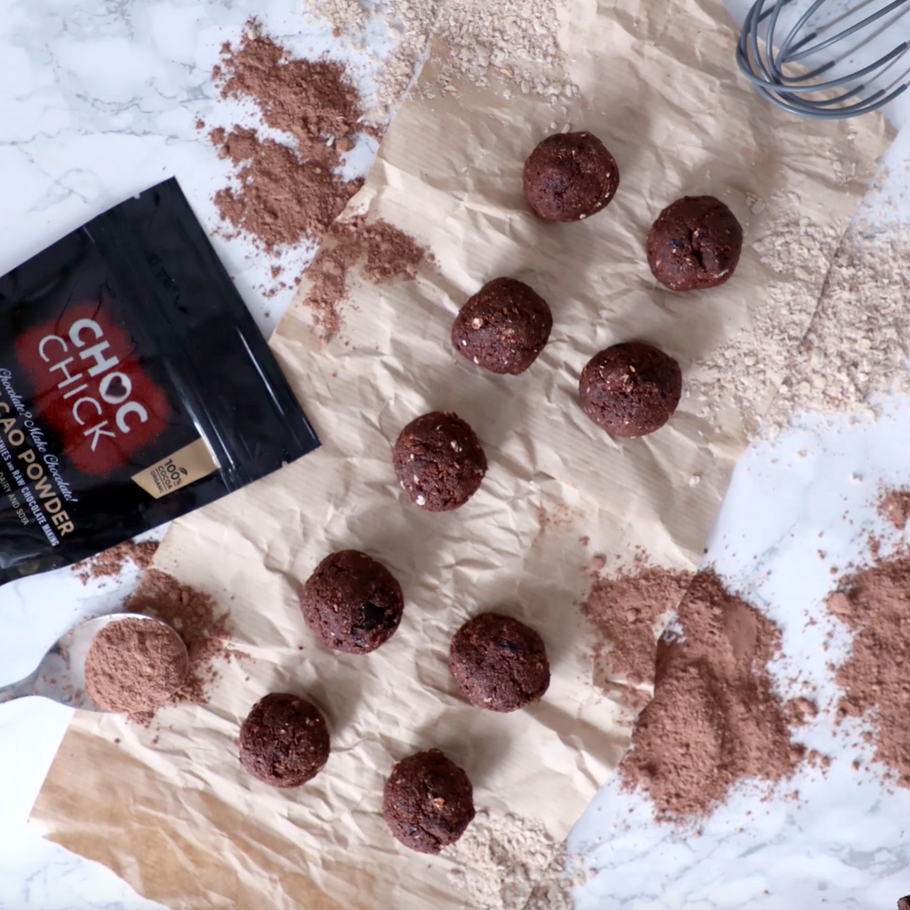 How to make Raw Cacao Chocolate Date Balls-CHOC Chick