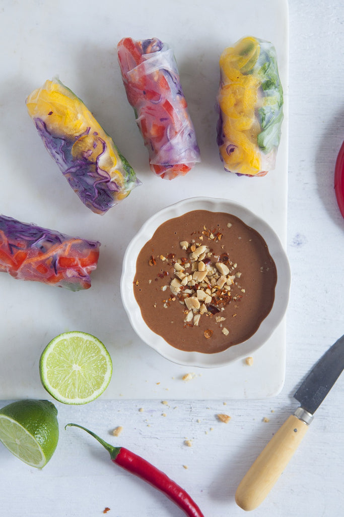 Cacao Peanut Satay (Served with Rainbow Rice Paper Rolls)